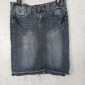 Industrial Cotton Jean Skirt Raw Hem/Unhemmed Sz 7